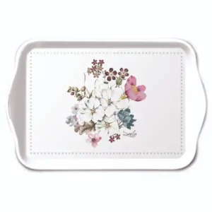 Weißes Tablett mit Blumen in der Mitte von Ambiente