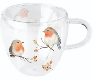 Doppelwandiges Glas mit Vögeln von Ambiente